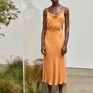 Marigold Yellow Leopard Print Midi Slip Skirt